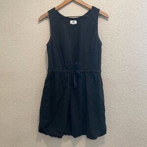 Old Navy Black Sleeveless Tie Waist Mid Length Linen Blend Dress Medium